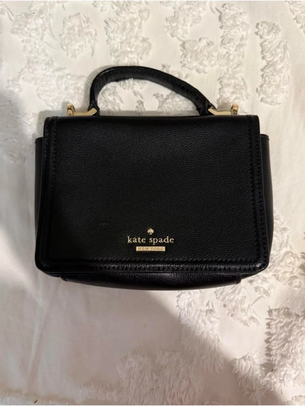 kate spade black mini top-handle bag with gold hardware